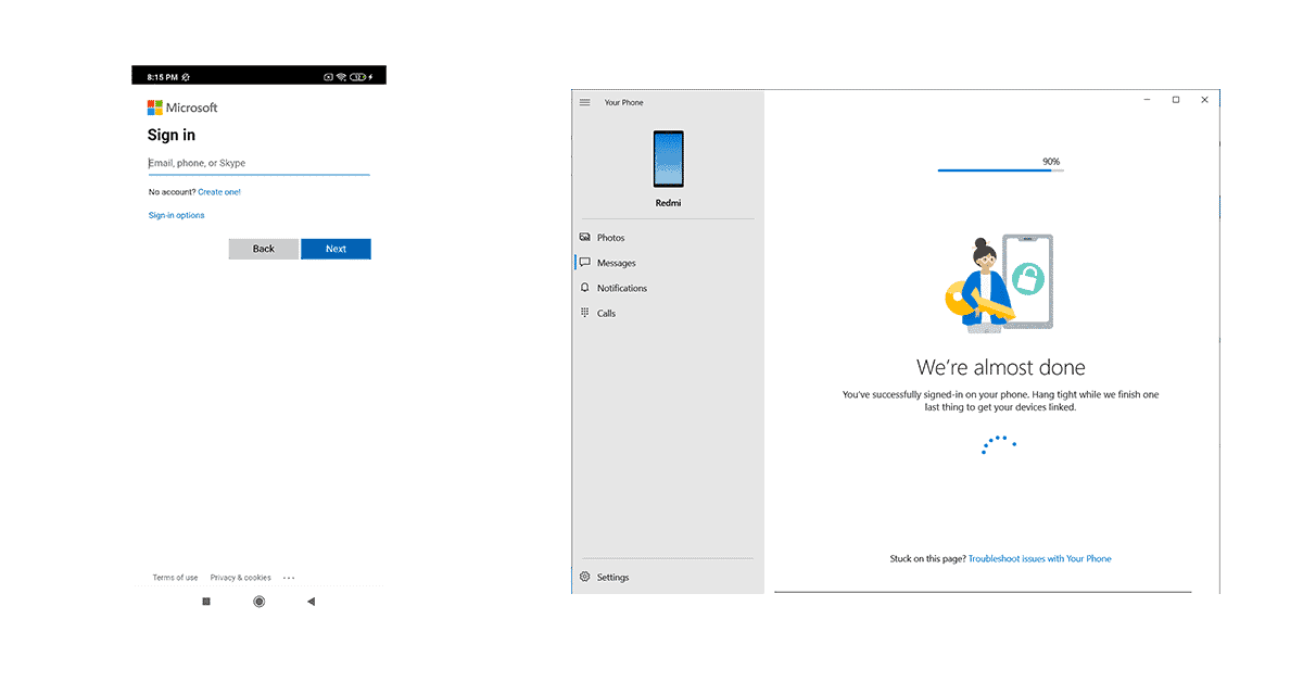 Sync your smartphone with Windows 10 using Yourphone.exe