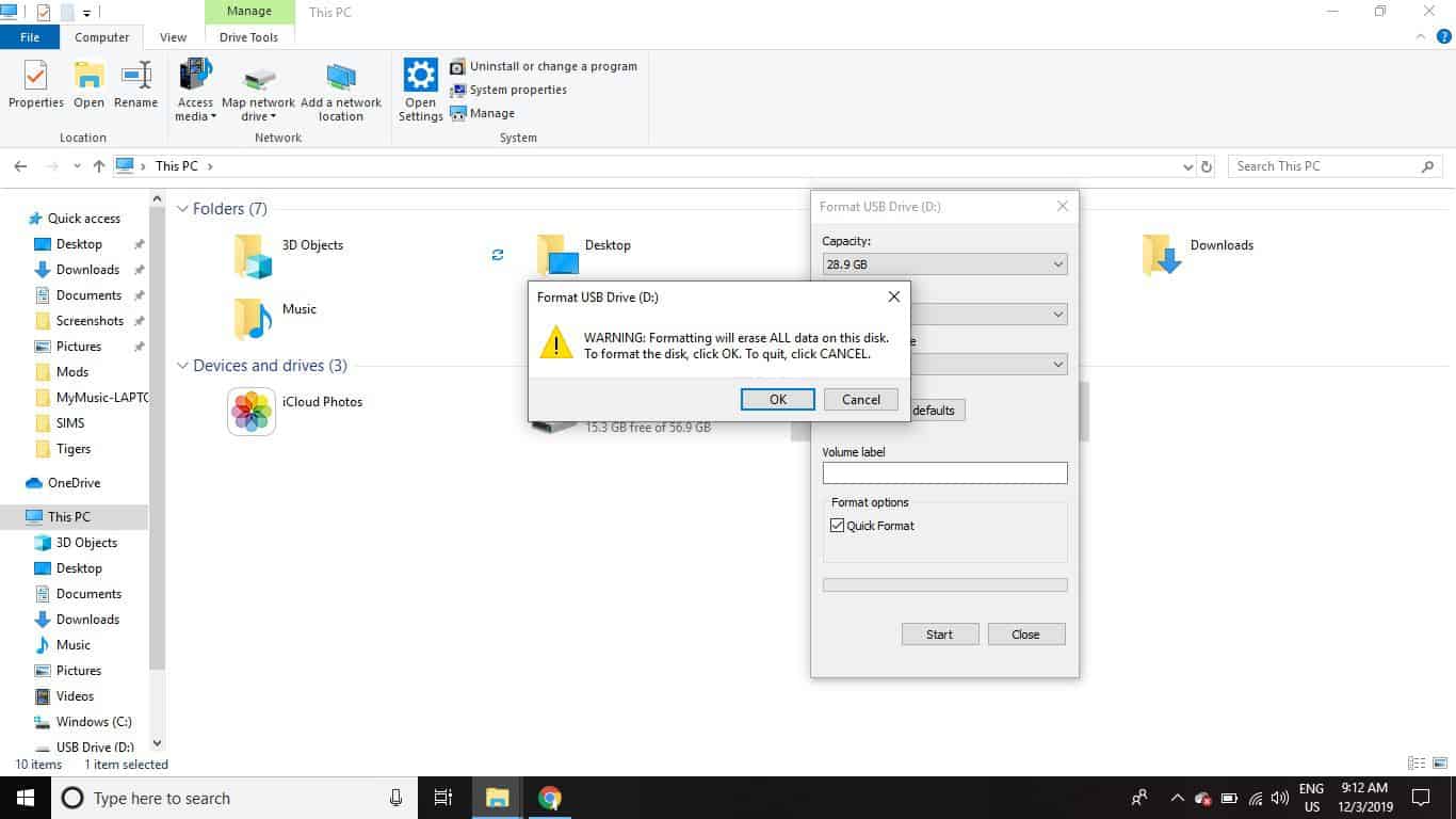 How to format SD card on windows 10