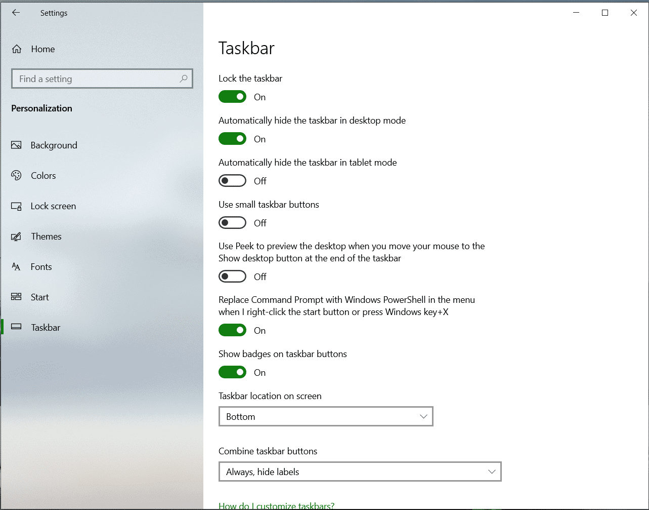 How to hide the taskbar in Windows 10 when in Full Screen