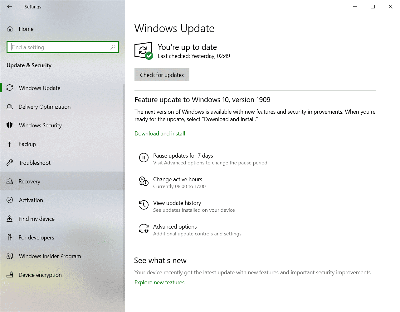 downgrade a windows 10 update 