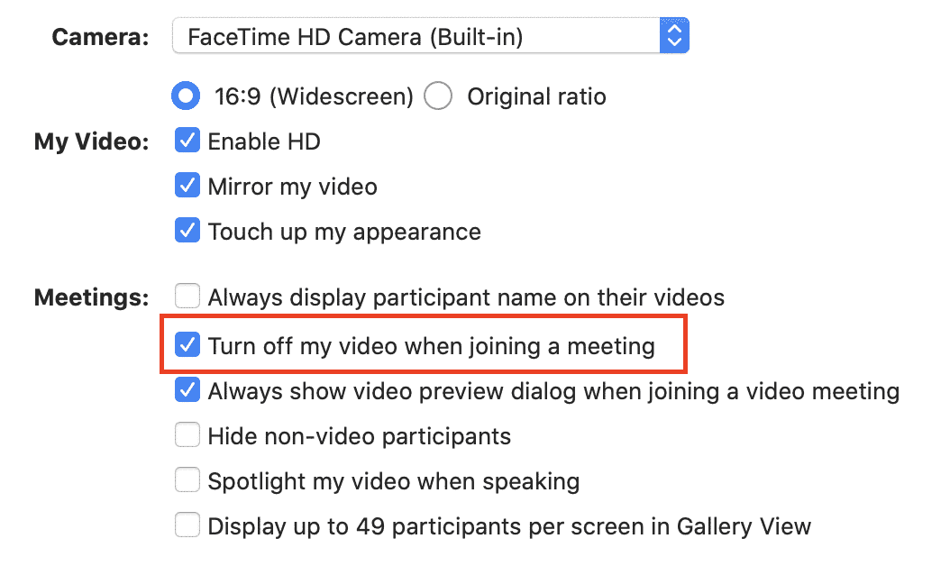 How to toggle video on/off in a Zoom meeting