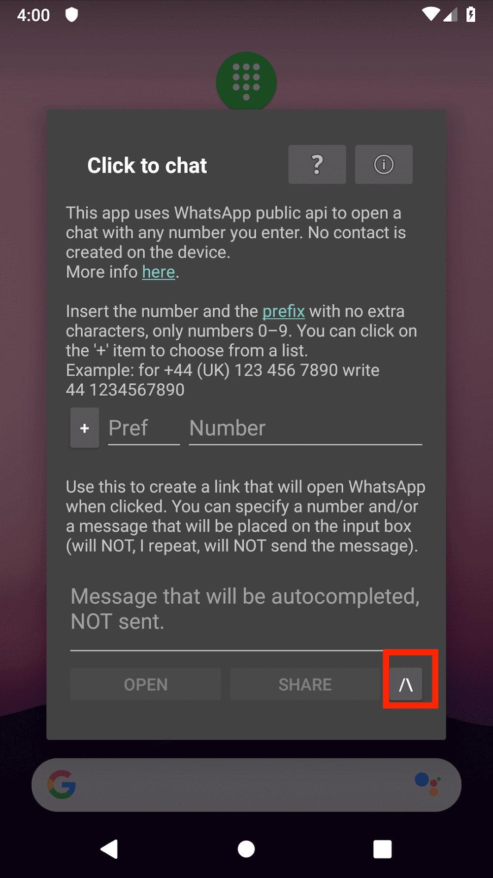 How to send WhatsApp message without saving the contact number on Android