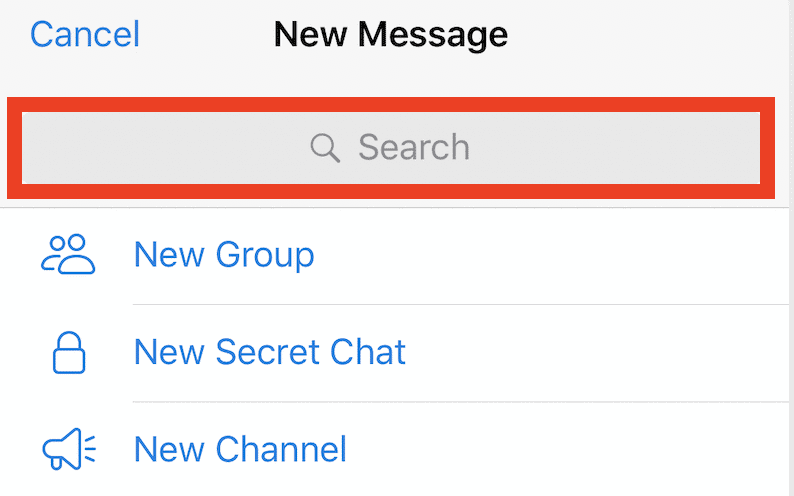 How to search for a contact on Telegram