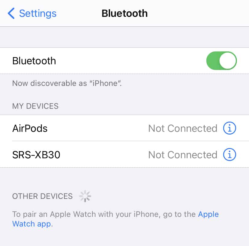 How to connect a bluetooth device to the iPhone
