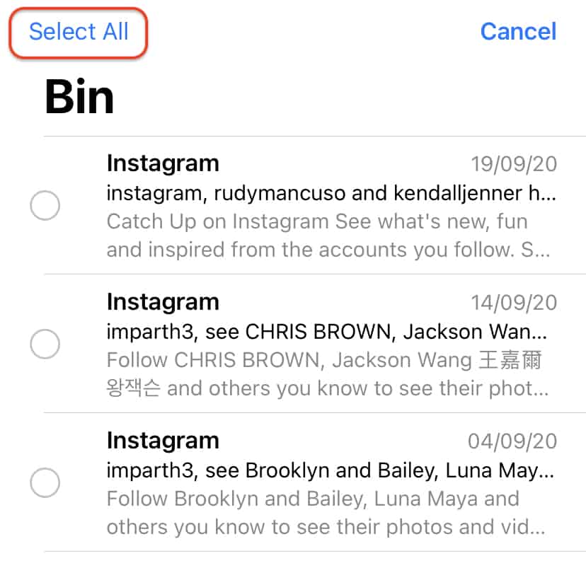How to delete unread mails on the iPhone