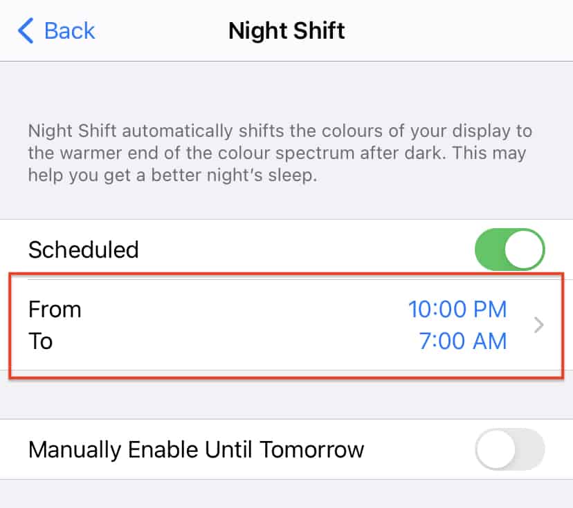 What is the Night Shift feature on the iPhone