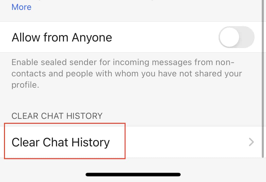 How to clear the chat history on the Signal Messaging app