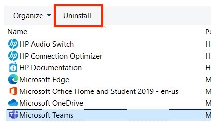 How to delete the Microsoft Teams App