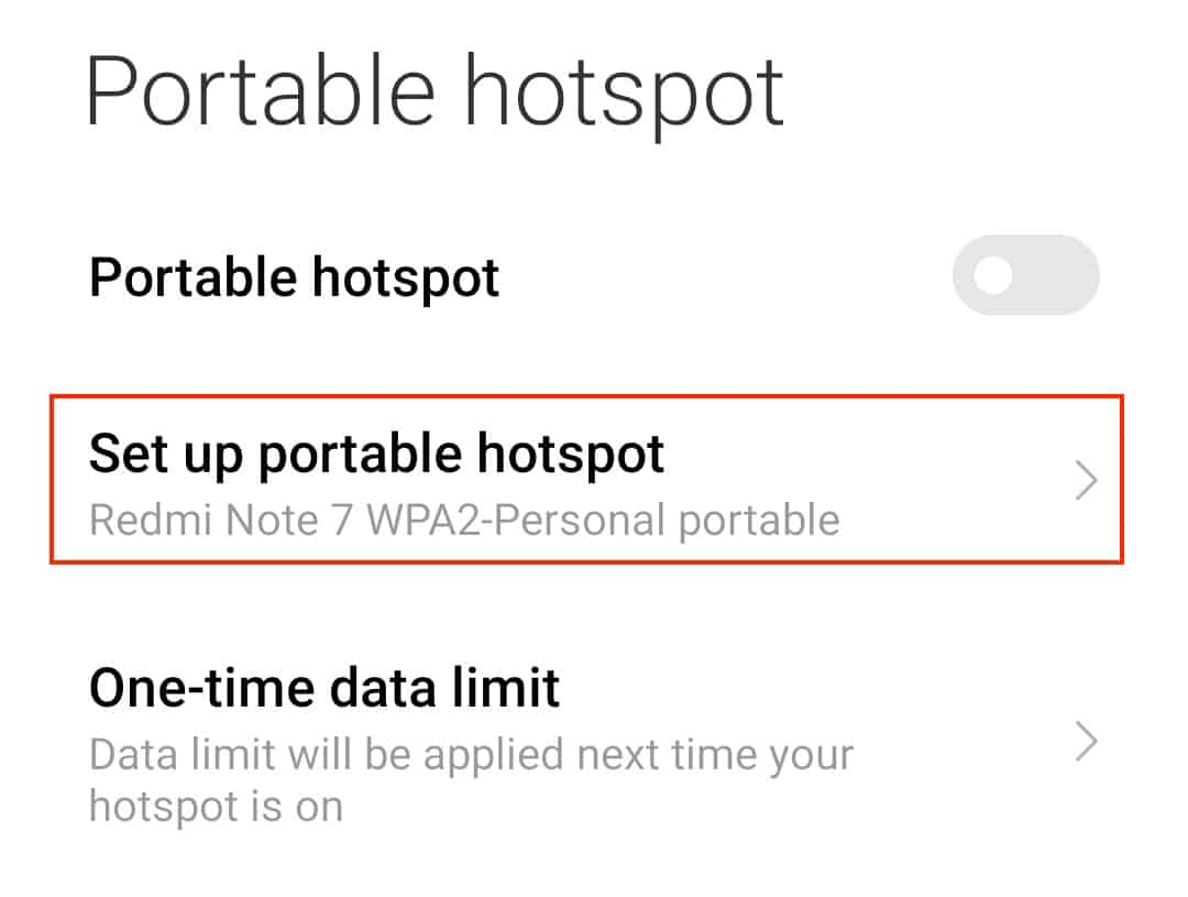 How to change the portable hotspot password on an Android smartphone