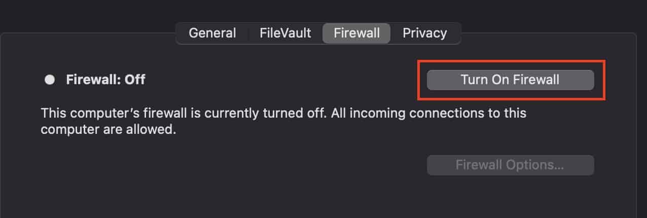 How to turn on the Firewall on the Mac