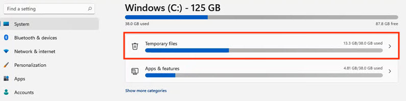 How to completely delete the temporary files on Windows 11