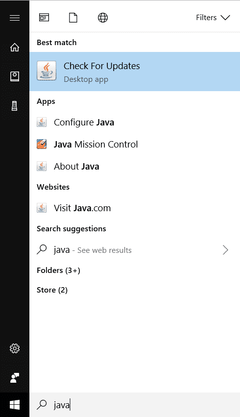 java update windows 10