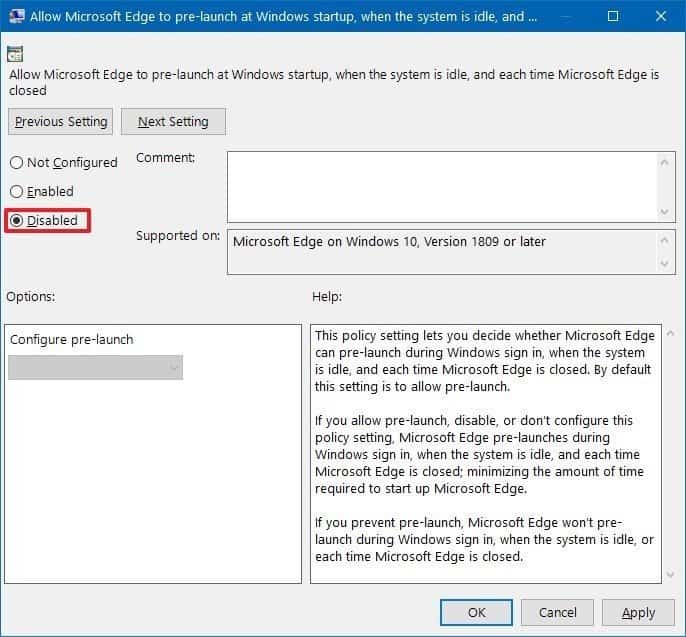 How to stop Microsoft Edge from opening on startup