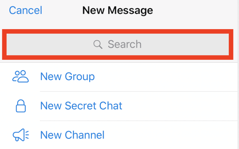 How to search for a contact on Telegram