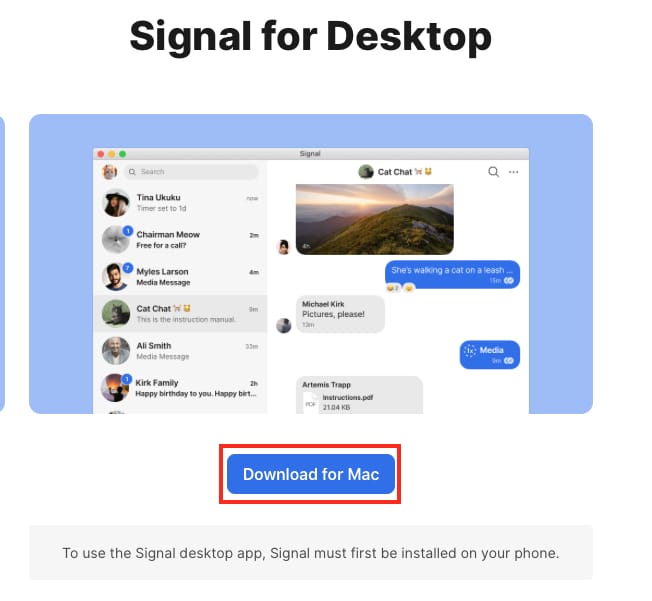 How to install the Signal Messaging app on the desktop
