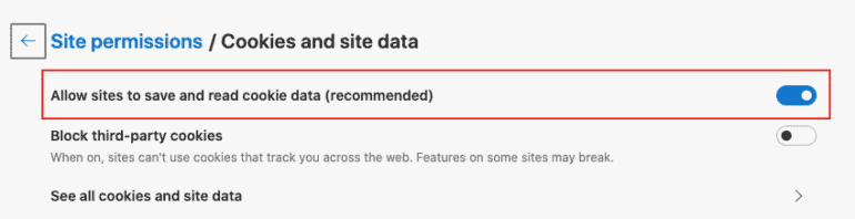 How to enable cookies on Microsoft Edge 2020