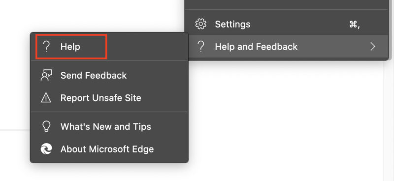 How to use the Microsoft Edge Help section