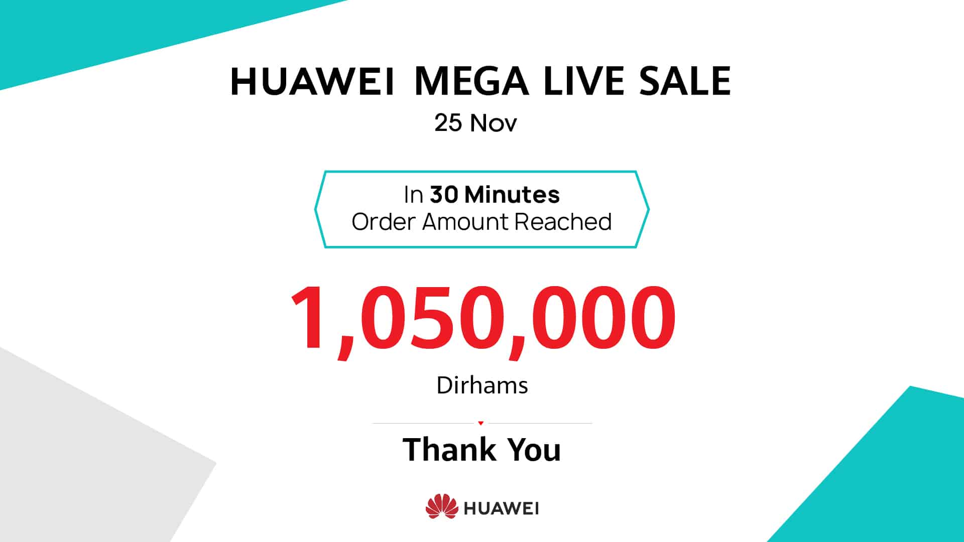 HUAWEI MEGA LIVE SALE online event reaches milestone orders amount in just 30 minutes on its first day