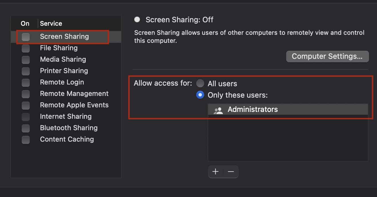 enable share my screen mac