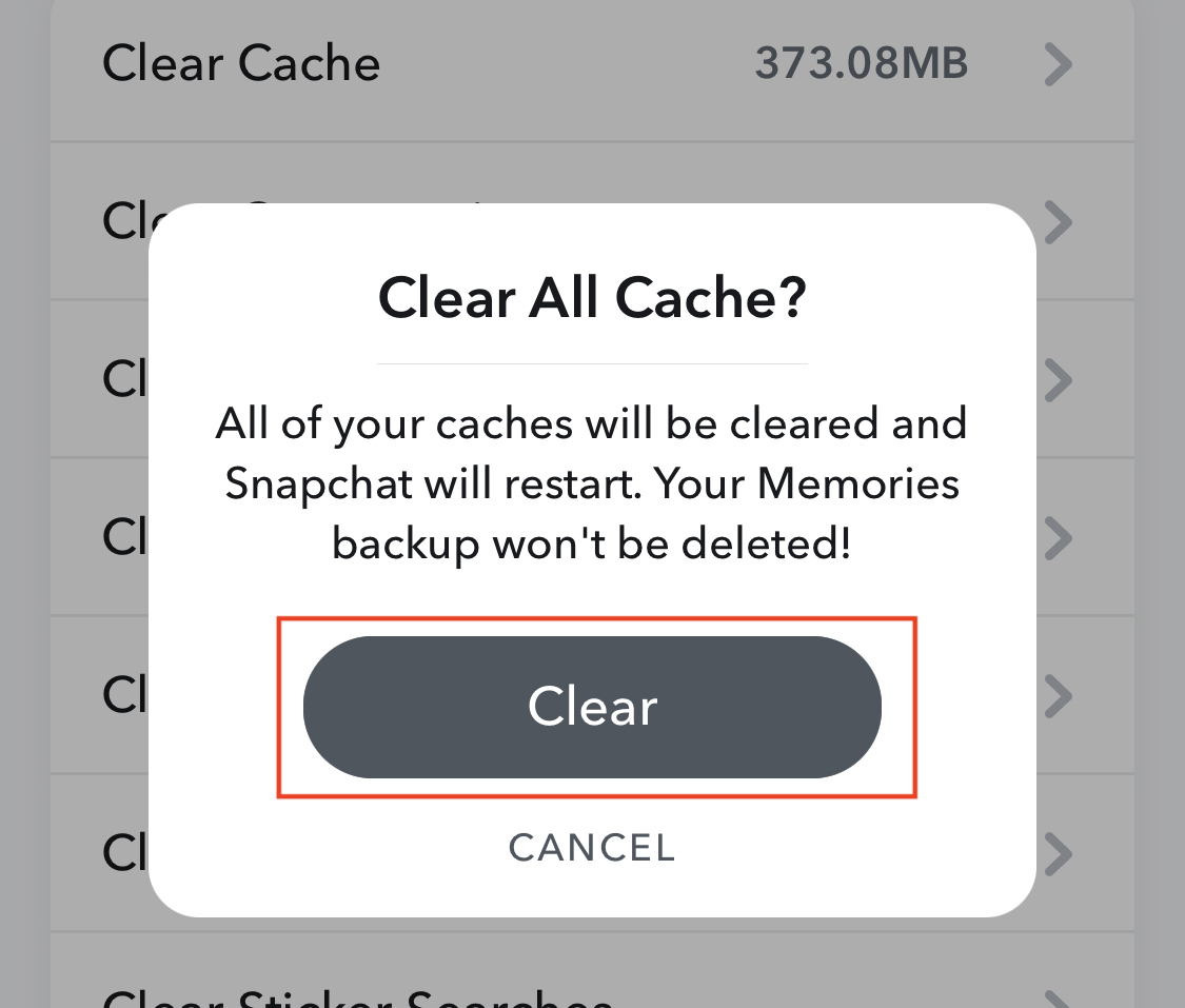 How to clear the cache on Snapchat