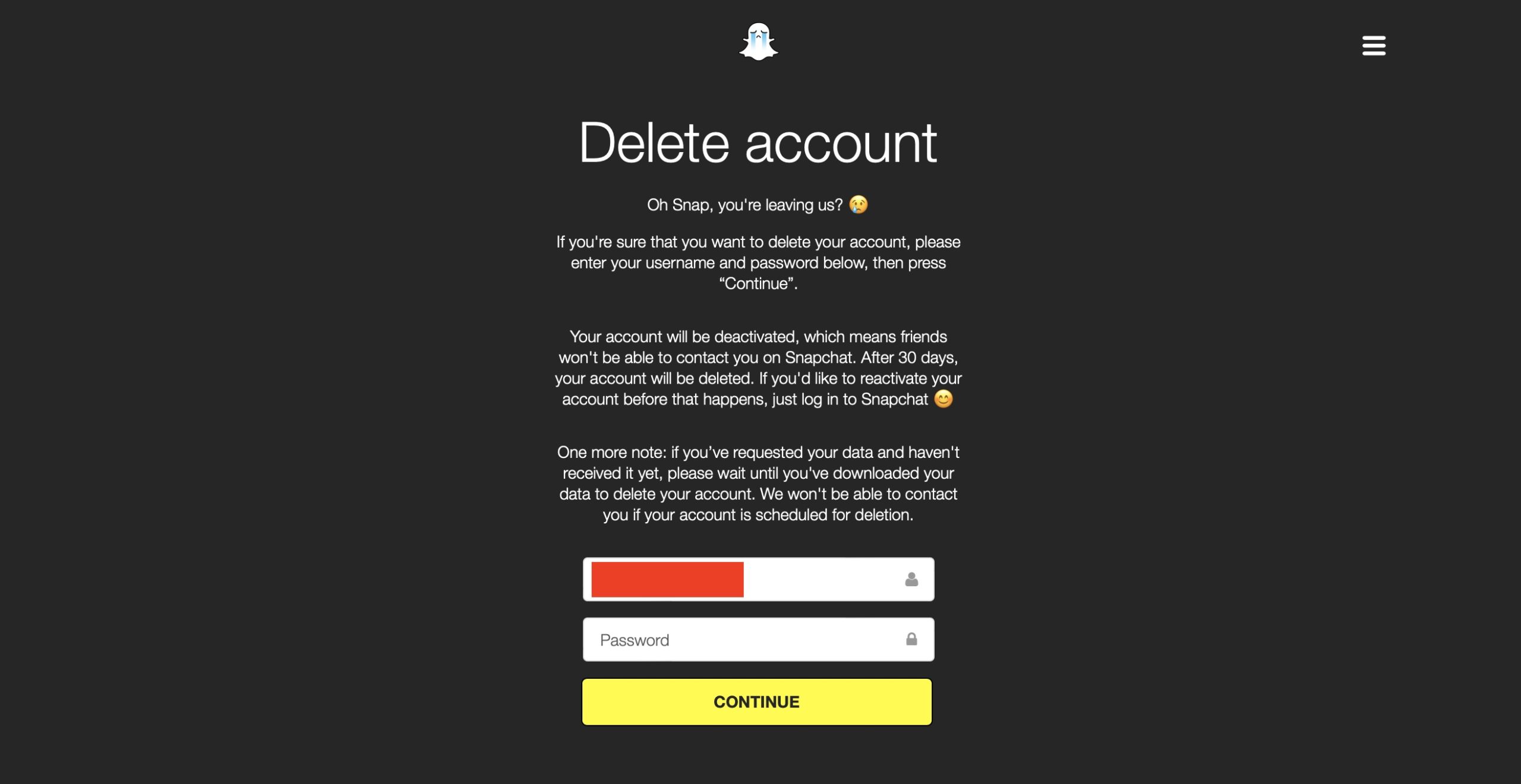 Snapchatアカウントを削除する方法