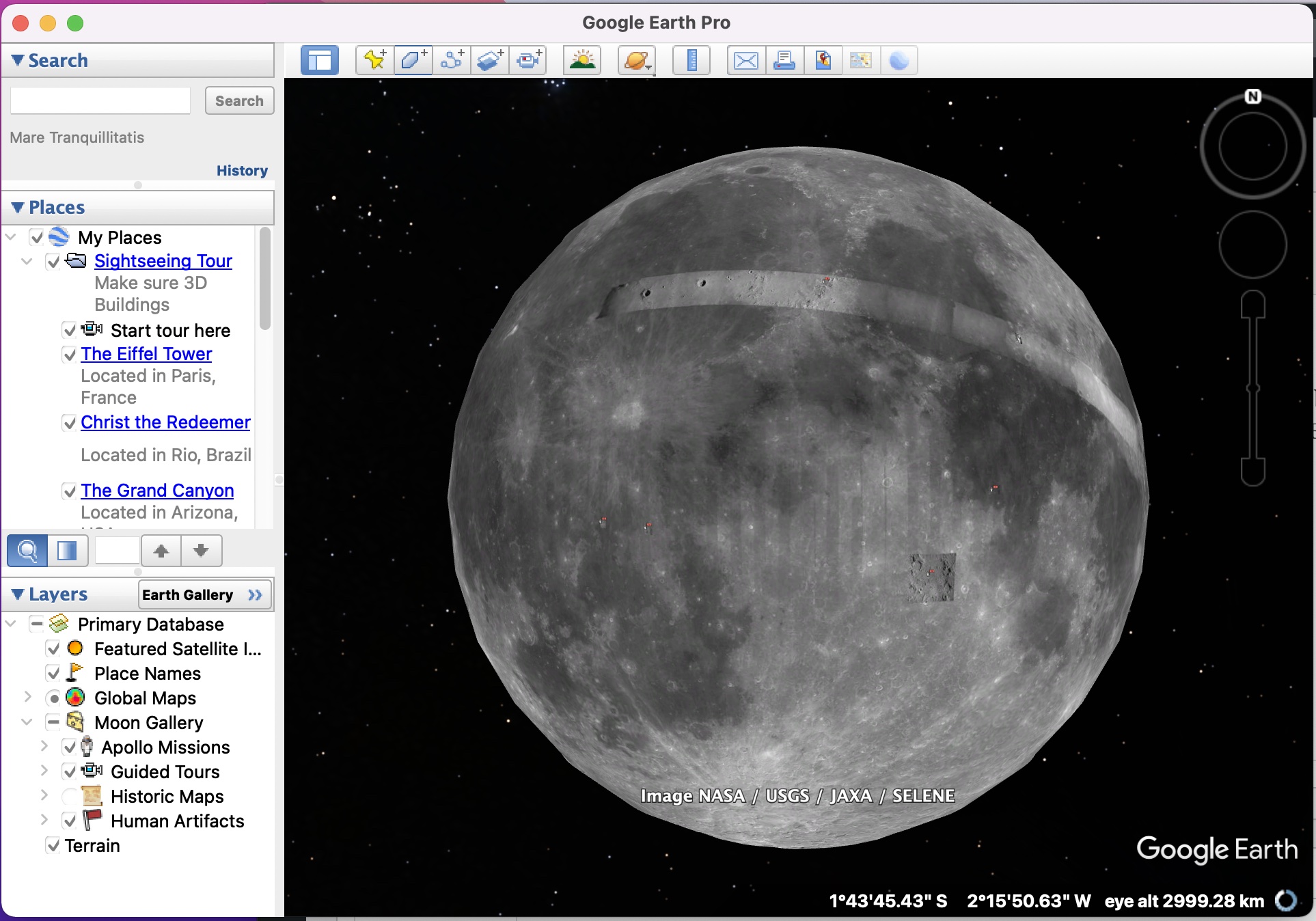 Google Earth-dən istifadə edərək Ayın virtual turunu necə etmək olar