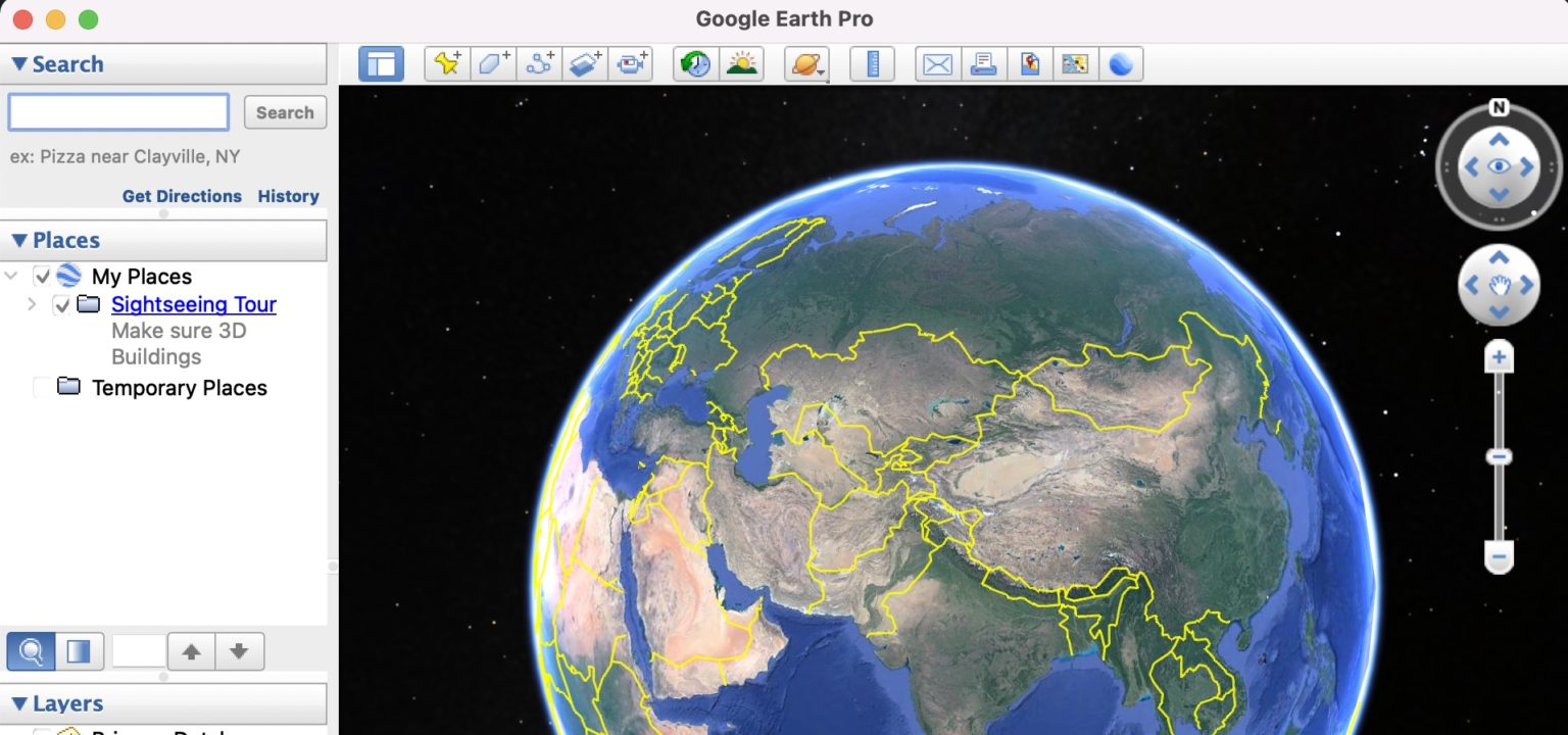 How to enable country lines on Google Earth