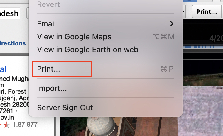 How to print content on Google Earth