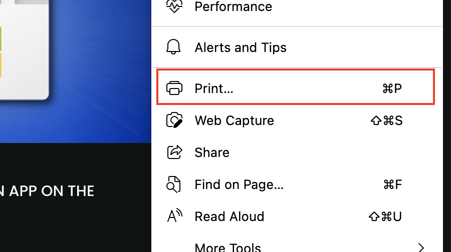 How to print a web page on Microsoft Edge