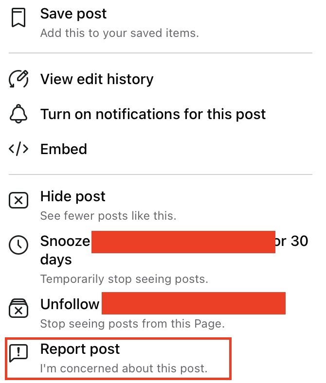 The step by step guide to reporting a post on Facebook