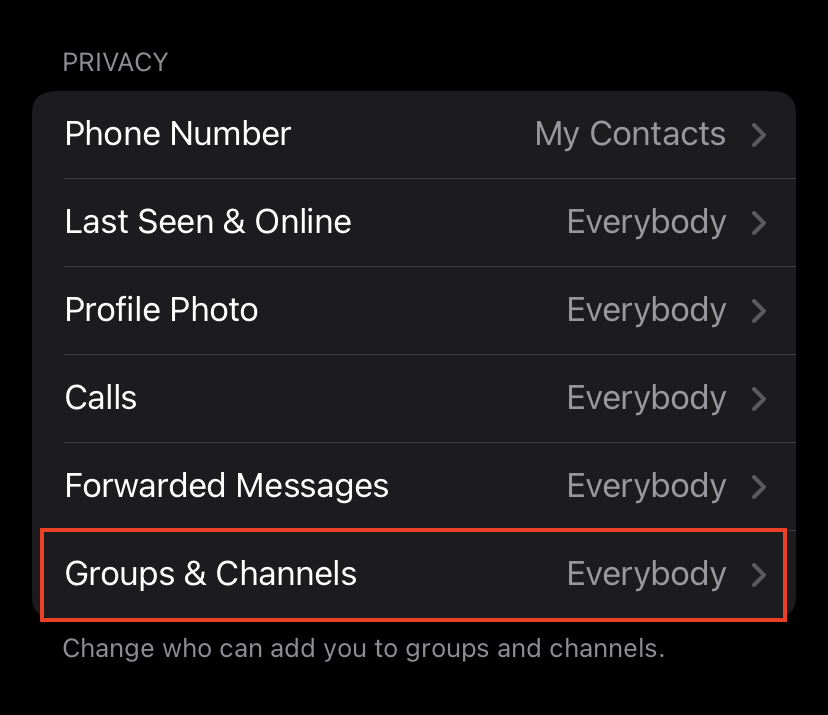 How to prevent people from automatically adding you to groups on Telegram