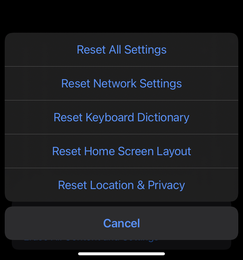 This is what the reset options mean on the iPhone
