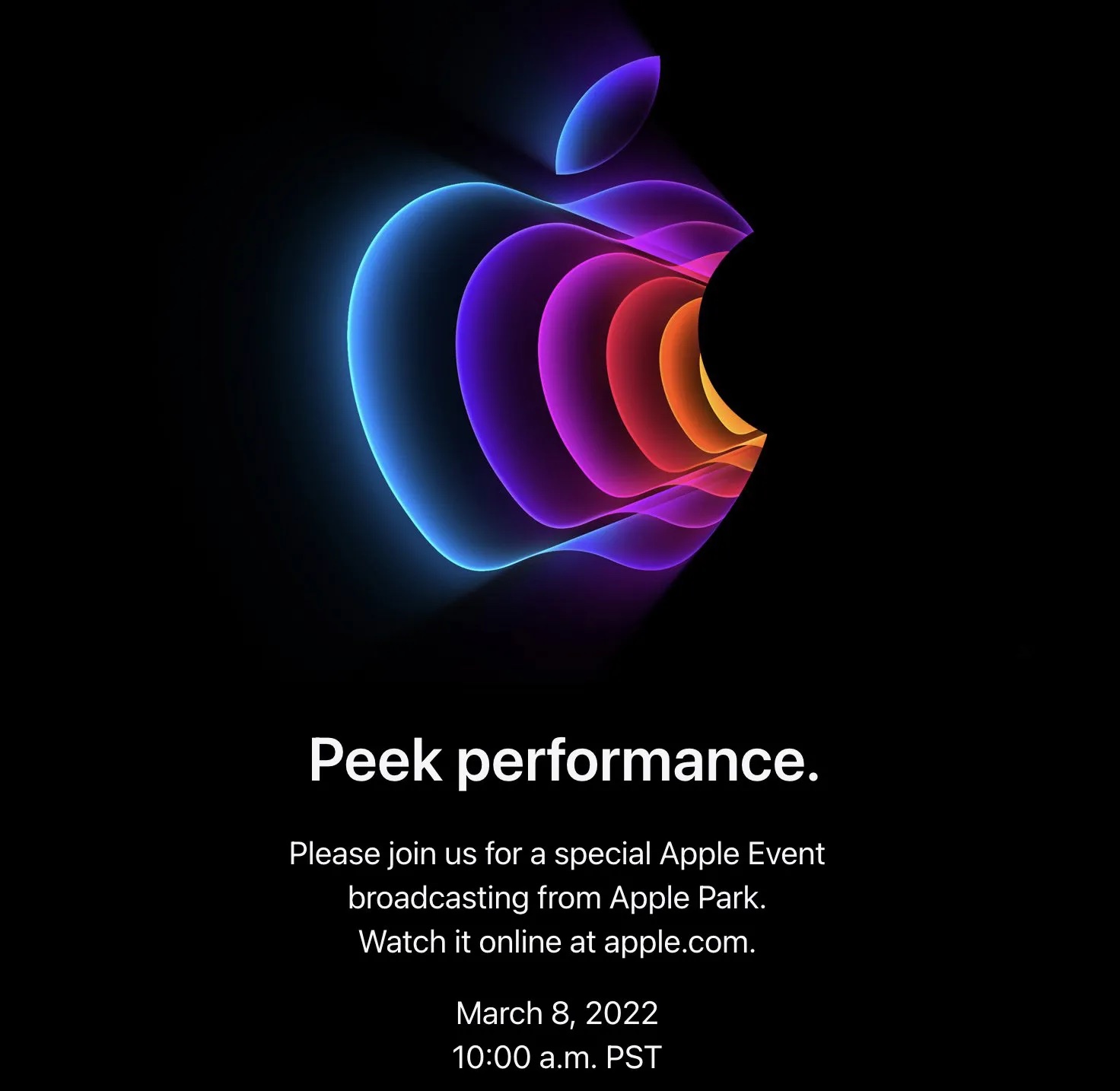 The 'Peek Performance' event will take place on March 8th, according to Apple