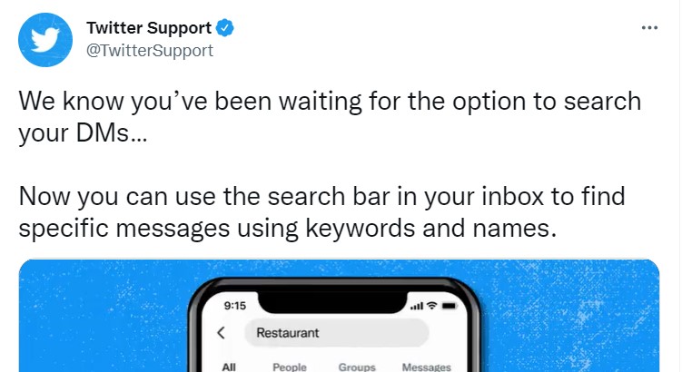 Twitter's direct message search will finally assist you in locating discussions