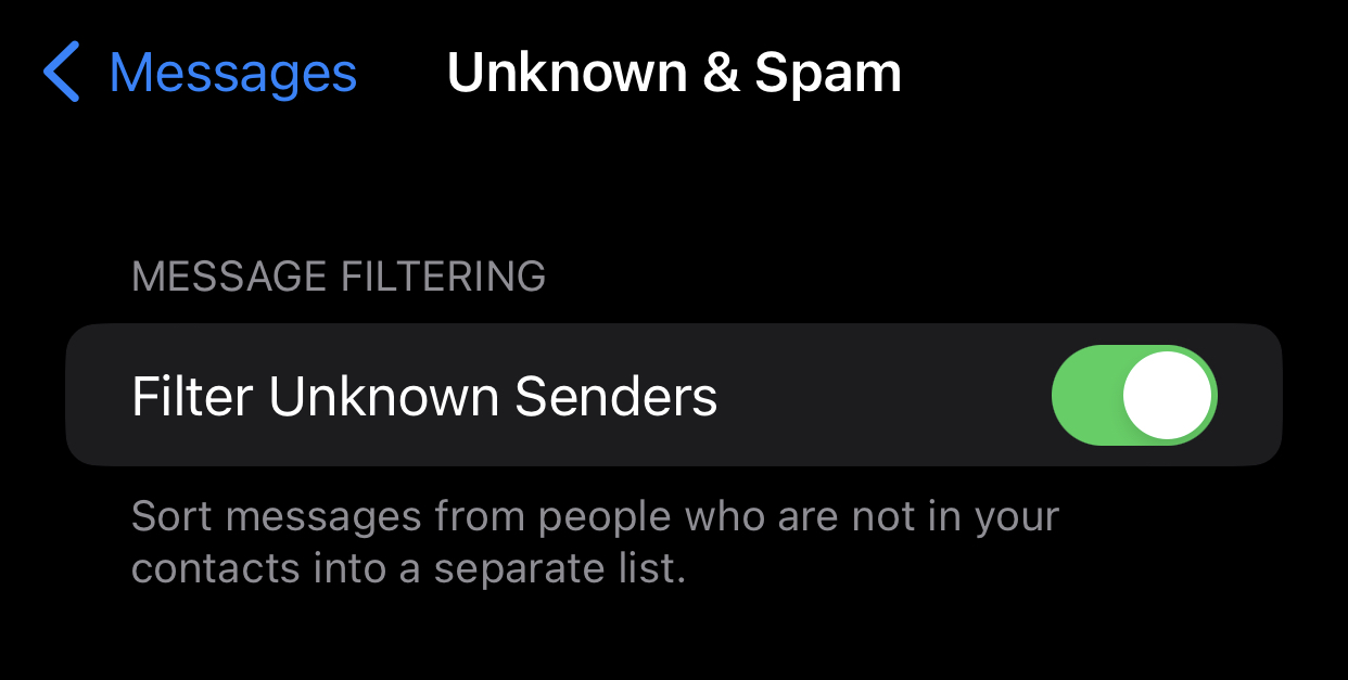 How to filter messages from unknown senders on iOS 16