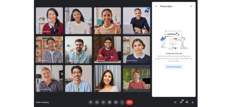 Google Meet will give you a transcript of your meeting shortly