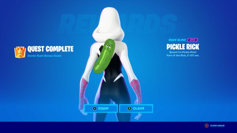 Pickle Rick Back Bling is now available in Fortnite