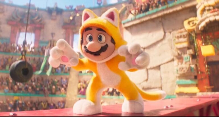 Cat Mario is pitted against Donkey Kong in the new 'Super Mario Bros. Movie' teaser