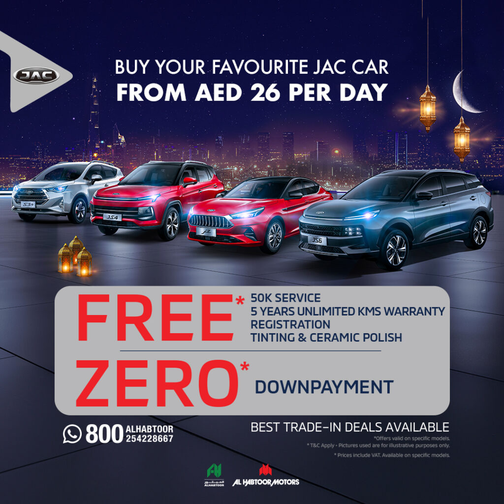 Pay only AED 26 per day this Ramadan for your favorite JAC vehicle with Al Habtoor Motors