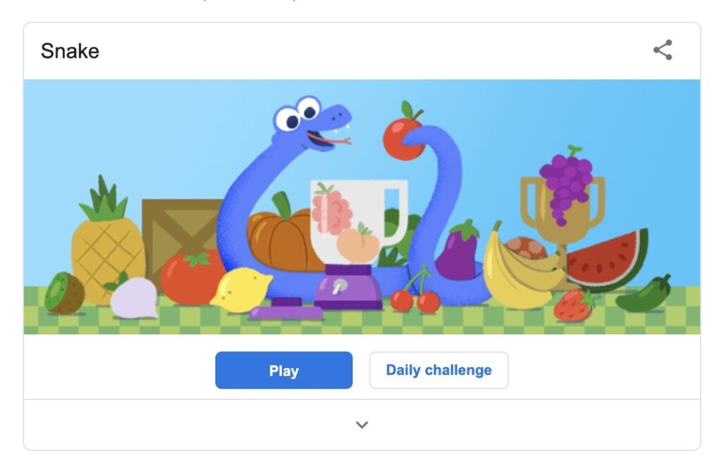 Snake game on Google