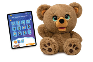 AI teddy bear, Poe the AI Story Bear, Skyrocket, AI storytelling, OpenAI models, ElevenLabs AI speech, personalized bedtime stories, child-safe AI, Bluetooth toys, multilingual toys, AI-powered toys.