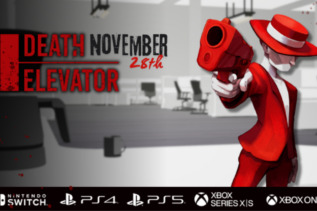 Death Elevator promotional artwork highlighting its November 28 console release.