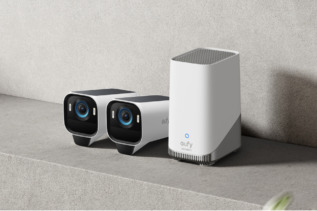 The eufyCam S3 Pro 4K security camera with solar panel setup, capturing a clear outdoor scene