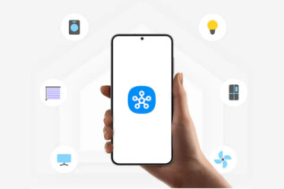 Samsung SmartThings interface showing energy-saving features in a smart home.