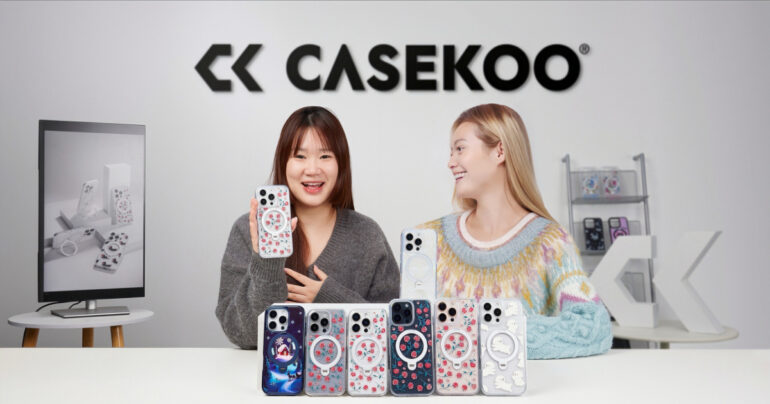 CASEKOO X Series phone case featuring RoseParade design with integrated Magic Stand
