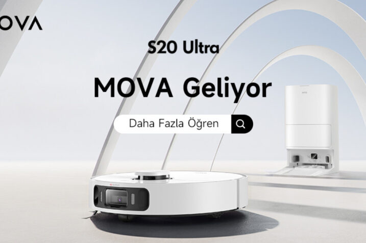 MOVA's S20 Ultra robotic vacuum showcasing its Twin Rubber Brush and VibroTurbo Mopping System during cleaning.