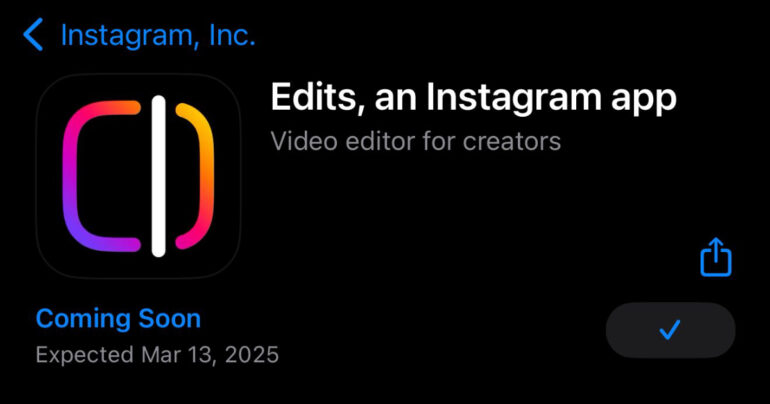 App Store listing of Instagram Edits.