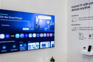 Samsung smart TV displaying AI-powered ChatGPT integration for voice commands and interactive features