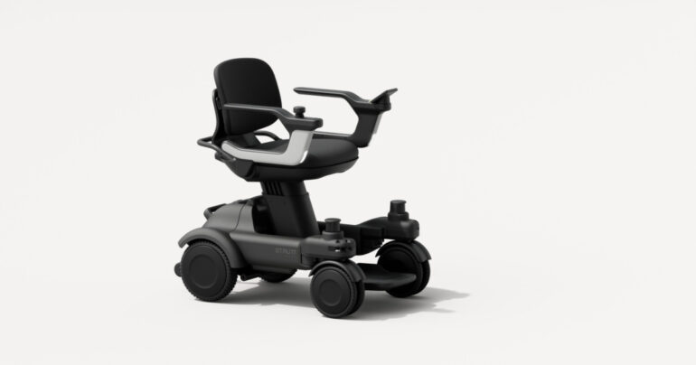 The Strutt ev¹, a personal mobility device, showcasing advanced features like Co-Pilot AI navigation, smart-wheel technology, and an intuitive live-view display at CES 2025 Booth #54771.