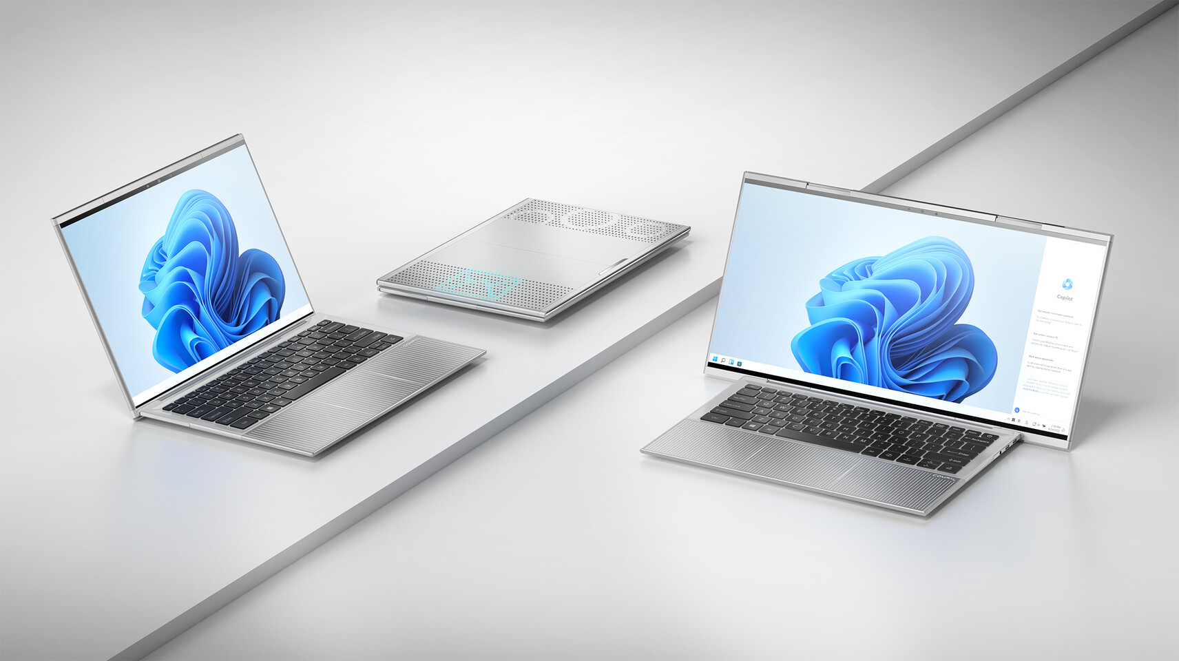 Compal Infinite Laptop concept showing rollable 18-inch ultrawide display design, showcased at CES 2025